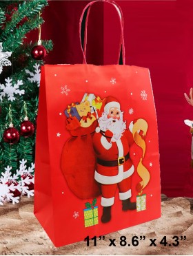 Christmas Design Kraft Paper Gift Bags(12Pcs) 11"X 8.6"X  4.3"